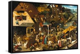 The Netherlandish Proverbs (The Blue Cloak or the Topsy Turvy World), 1559-Pieter Bruegel the Elder-Framed Stretched Canvas