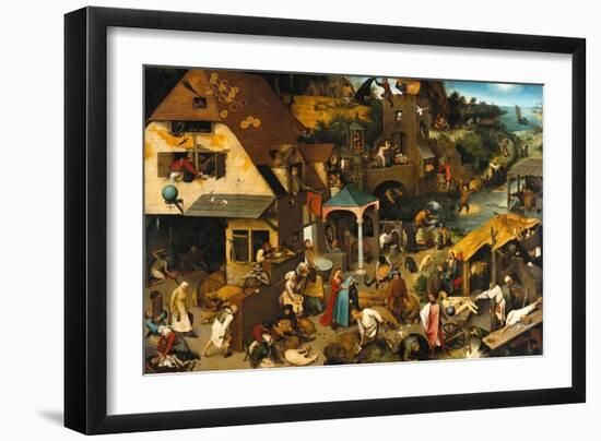 The Netherlandish Proverbs (The Blue Cloak or the Topsy Turvy World), 1559-Pieter Bruegel the Elder-Framed Giclee Print