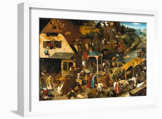 The Netherlandish Proverbs (The Blue Cloak or the Topsy Turvy World), 1559-Pieter Bruegel the Elder-Framed Giclee Print