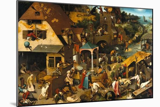 The Netherlandish Proverbs (The Blue Cloak or the Topsy Turvy World), 1559-Pieter Bruegel the Elder-Mounted Giclee Print