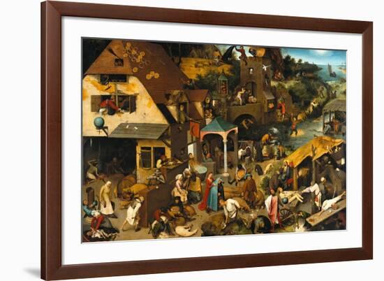 The Netherlandish Proverbs (The Blue Cloak or the Topsy Turvy World), 1559-Pieter Bruegel the Elder-Framed Giclee Print