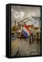 The Netherlands, Haarlem, Canal, Flag-Ingo Boelter-Framed Stretched Canvas