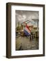 The Netherlands, Haarlem, Canal, Flag-Ingo Boelter-Framed Photographic Print