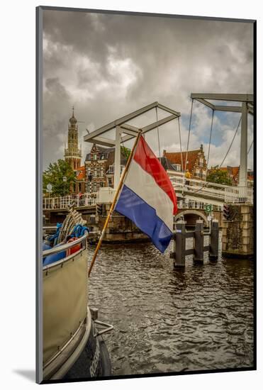 The Netherlands, Haarlem, Canal, Flag-Ingo Boelter-Mounted Photographic Print