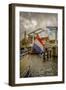 The Netherlands, Haarlem, Canal, Flag-Ingo Boelter-Framed Photographic Print