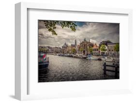 The Netherlands, Haarlem, Canal, Shore, Waterside Promenade-Ingo Boelter-Framed Photographic Print