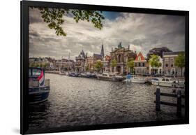 The Netherlands, Haarlem, Canal, Shore, Waterside Promenade-Ingo Boelter-Framed Photographic Print