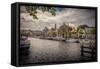 The Netherlands, Haarlem, Canal, Shore, Waterside Promenade-Ingo Boelter-Framed Stretched Canvas