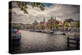 The Netherlands, Haarlem, Canal, Shore, Waterside Promenade-Ingo Boelter-Stretched Canvas