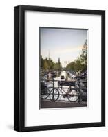 The Netherlands, Holland, Amsterdam, bicycle on railing-olbor-Framed Photographic Print