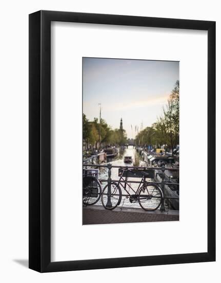 The Netherlands, Holland, Amsterdam, bicycle on railing-olbor-Framed Photographic Print