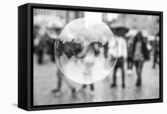 The Netherlands, Holland, Amsterdam, Dam, bursting bubble with reflexion-olbor-Framed Stretched Canvas