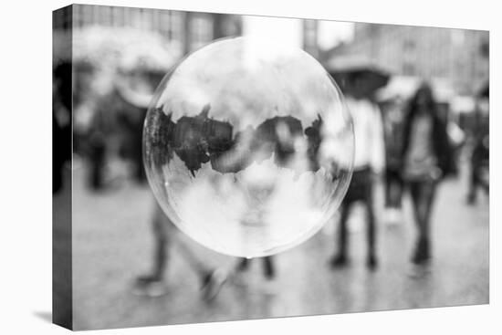 The Netherlands, Holland, Amsterdam, Dam, bursting bubble with reflexion-olbor-Stretched Canvas