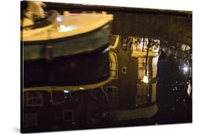 The Netherlands, Holland, Amsterdam, night, canal, boat-olbor-Stretched Canvas