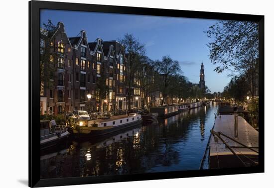 The Netherlands, Holland, Amsterdam, Prinsengracht, blue hour-olbor-Framed Photographic Print