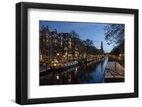 The Netherlands, Holland, Amsterdam, Prinsengracht, blue hour-olbor-Framed Photographic Print