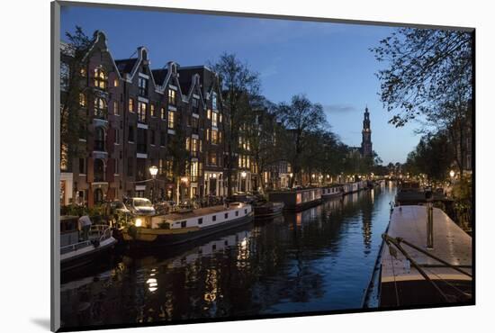 The Netherlands, Holland, Amsterdam, Prinsengracht, blue hour-olbor-Mounted Photographic Print