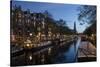 The Netherlands, Holland, Amsterdam, Prinsengracht, blue hour-olbor-Stretched Canvas