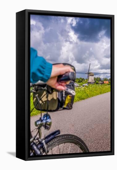 The Netherlands, Tour, Bike, Cycling Tour, Bicycle, Hand, Close-Up, Detail-Ingo Boelter-Framed Stretched Canvas