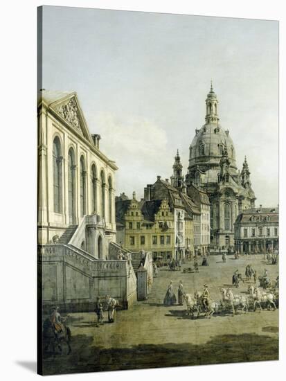 The Neumarkt in Dresden Seen from the Juedenhofe (Detail), 1749-Canaletto-Stretched Canvas