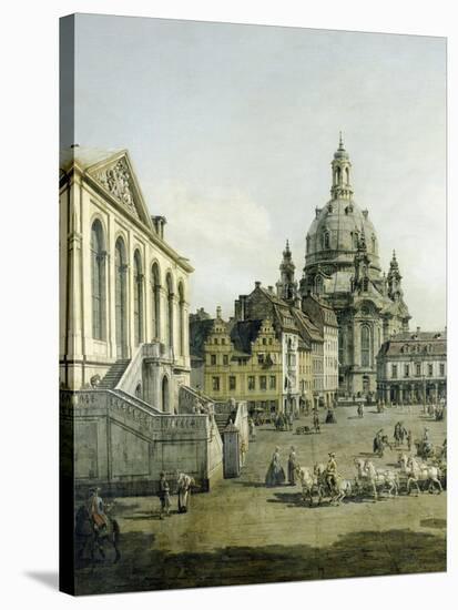 The Neumarkt in Dresden Seen from the Juedenhofe (Detail), 1749-Canaletto-Stretched Canvas