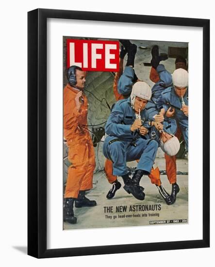 The New Astronauts, Astronauts Learning to Eat in Weightless Environment, September 27, 1963-Ralph Morse-Framed Photographic Print