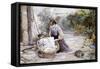 The New Baby-Myles Birket Foster-Framed Stretched Canvas