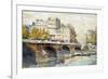 The New Bridge and the Quay of the Louvre, C1890-C1938-Rene Leverd-Framed Giclee Print