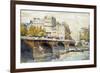 The New Bridge and the Quay of the Louvre, C1890-C1938-Rene Leverd-Framed Giclee Print