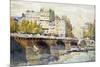 The New Bridge and the Quay of the Louvre, C1890-C1938-Rene Leverd-Mounted Giclee Print