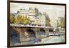 The New Bridge and the Quay of the Louvre, C1890-C1938-Rene Leverd-Framed Giclee Print