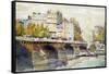 The New Bridge and the Quay of the Louvre, C1890-C1938-Rene Leverd-Framed Stretched Canvas