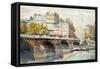 The New Bridge and the Quay of the Louvre, C1890-C1938-Rene Leverd-Framed Stretched Canvas
