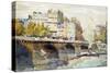 The New Bridge and the Quay of the Louvre, C1890-C1938-Rene Leverd-Stretched Canvas