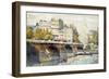 The New Bridge and the Quay of the Louvre, C1890-C1938-Rene Leverd-Framed Giclee Print