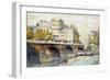 The New Bridge and the Quay of the Louvre, C1890-C1938-Rene Leverd-Framed Giclee Print