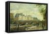 The New Bridge of the City; Le Pont Neuf De La Cite-Albert-Charles Lebourg-Framed Stretched Canvas