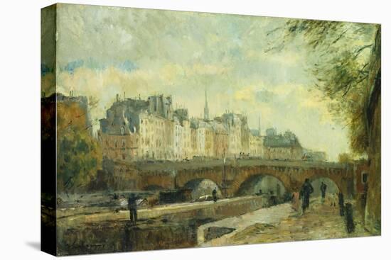 The New Bridge of the City; Le Pont Neuf De La Cite-Albert-Charles Lebourg-Stretched Canvas