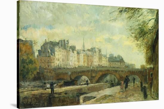 The New Bridge of the City; Le Pont Neuf De La Cite-Albert-Charles Lebourg-Stretched Canvas