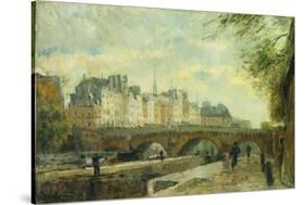 The New Bridge of the City; Le Pont Neuf De La Cite-Albert-Charles Lebourg-Stretched Canvas