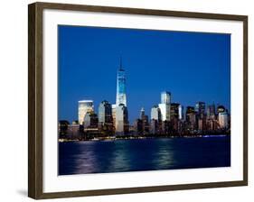 The New Freedom Tower and Lower Manhattan Skyline at Night-Gary718-Framed Photographic Print