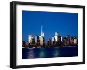 The New Freedom Tower and Lower Manhattan Skyline at Night-Gary718-Framed Photographic Print