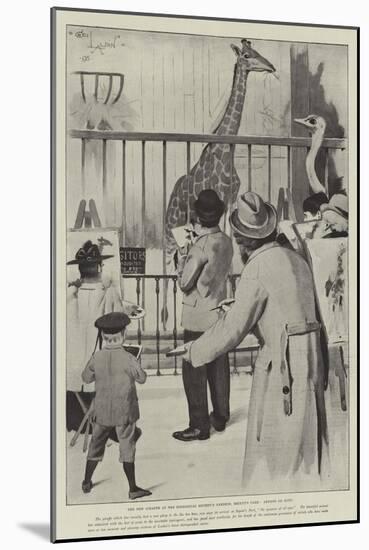 The New Giraffe at the Zoological Society's Gardens, Regent's Park, Artists on Duty-Cecil Aldin-Mounted Giclee Print