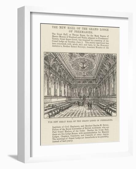 The New Great Hall of the Grand Lodge of Freemasons-Frank Watkins-Framed Giclee Print