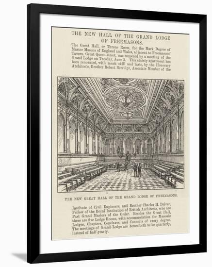 The New Great Hall of the Grand Lodge of Freemasons-Frank Watkins-Framed Giclee Print