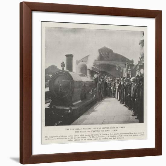 The New Great Western Railway Service from Penzance, the Mayoress Starting the First Train-null-Framed Giclee Print