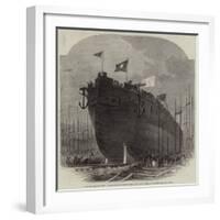 The New Iron-Clad Fleet, Launch of Her Majesty's Frigate Valiant, 34 Guns, at Millwall-Edwin Weedon-Framed Giclee Print