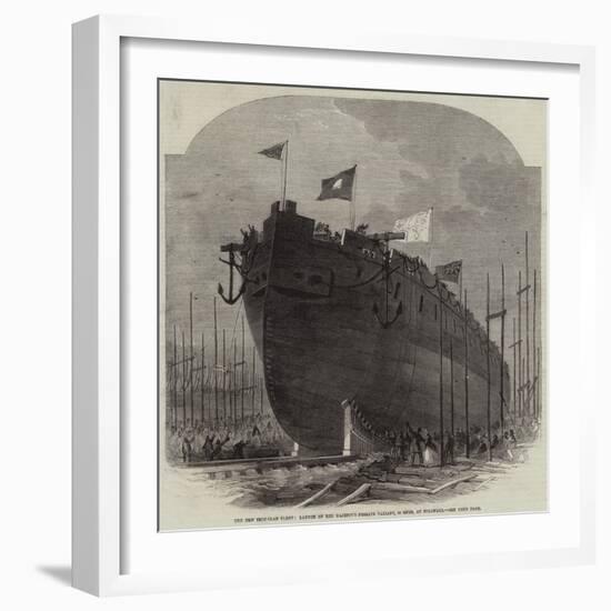 The New Iron-Clad Fleet, Launch of Her Majesty's Frigate Valiant, 34 Guns, at Millwall-Edwin Weedon-Framed Giclee Print