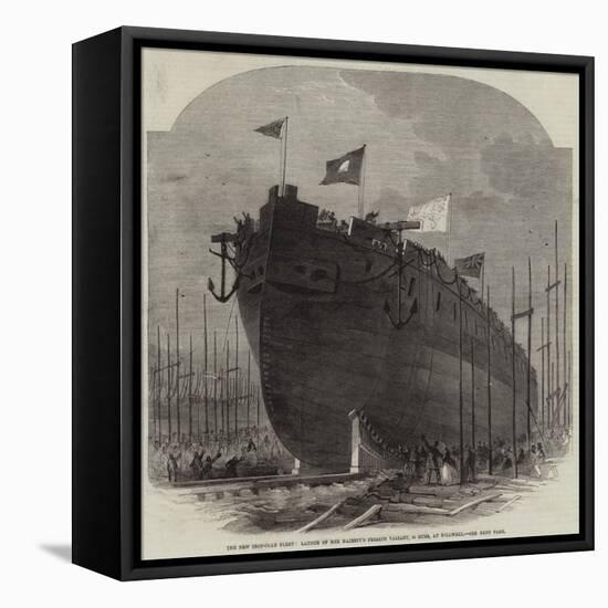 The New Iron-Clad Fleet, Launch of Her Majesty's Frigate Valiant, 34 Guns, at Millwall-Edwin Weedon-Framed Stretched Canvas