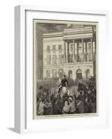 The New King of Spain, Alphonso XII Entering the Hotel De Ville, Barcelona-Joseph Nash-Framed Giclee Print